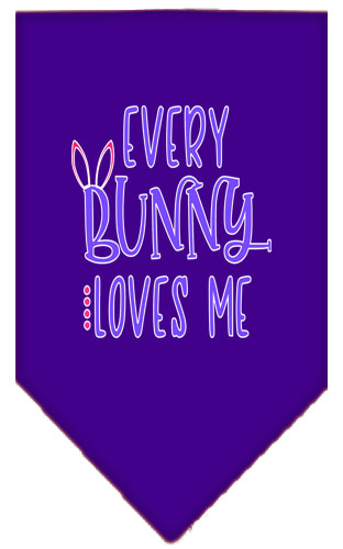 EveryBunny Loves Me Screen Print Bandana Purple Large